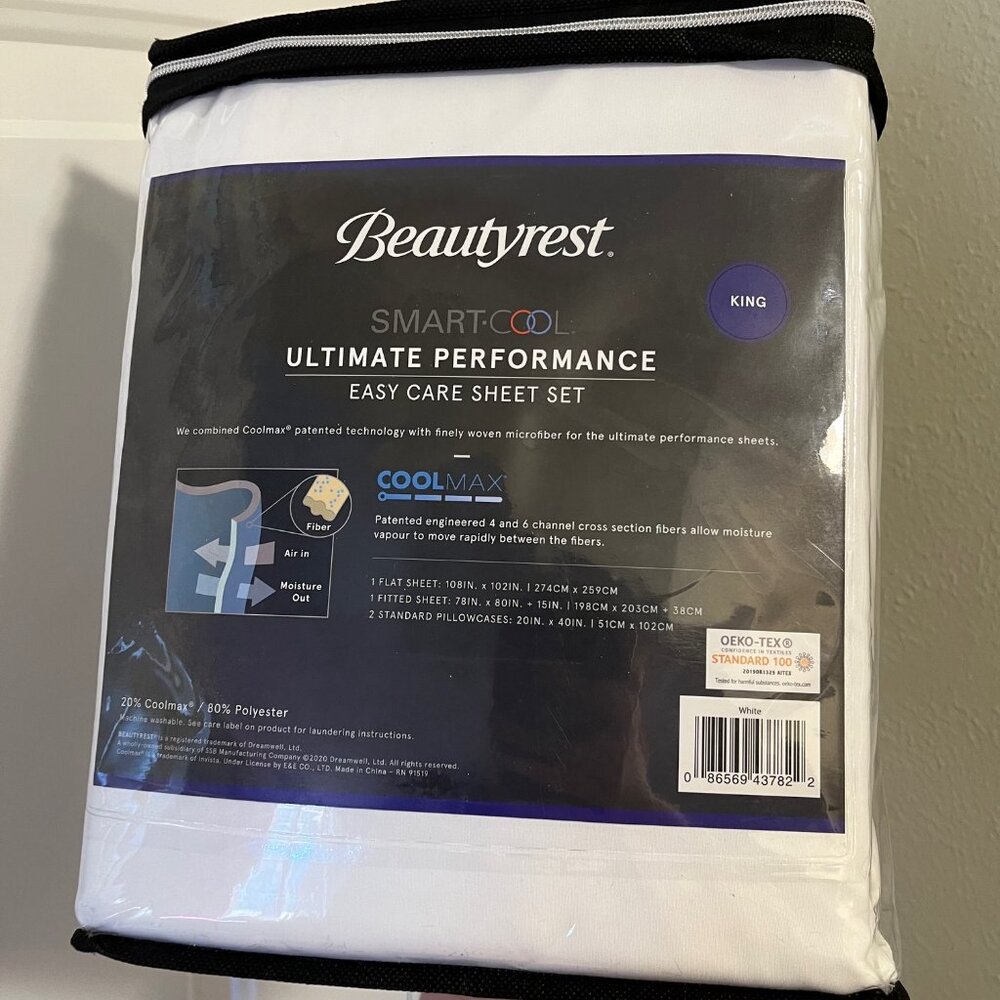 Beautyrest - Smart Cool - COOLMAX - King Sheet Set - White - Picture 4 of 5